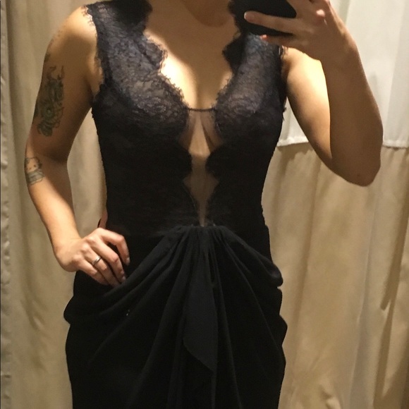 BCBG Max Azria Brandy Dress Black Floor Length 4 - Picture 2 of 8